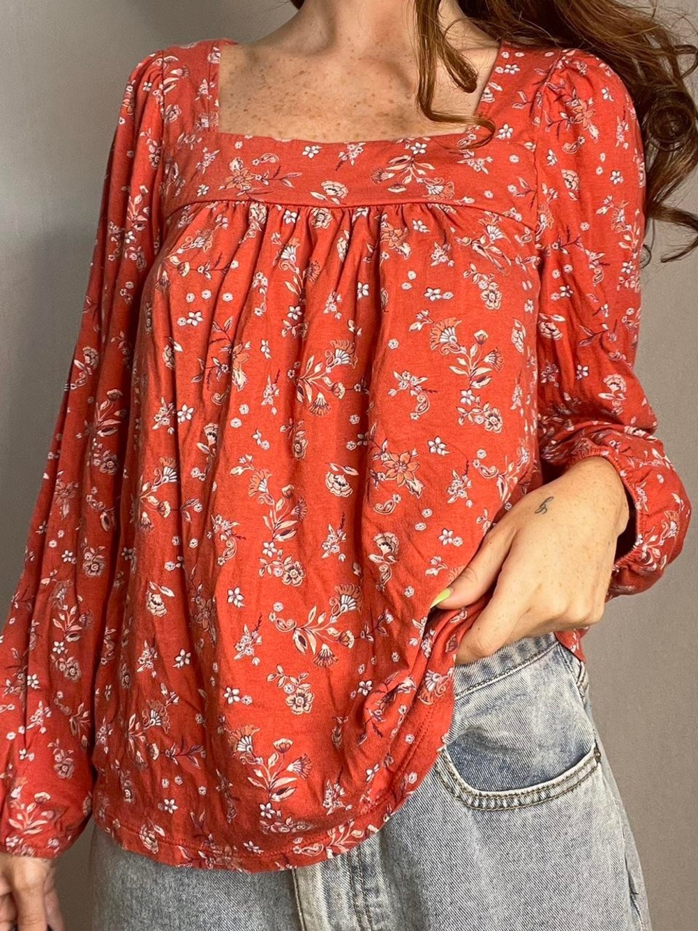 Lucky Brand Long Sleeve
Floral Peasant Top Coral
Cottagecore NWT Size XL